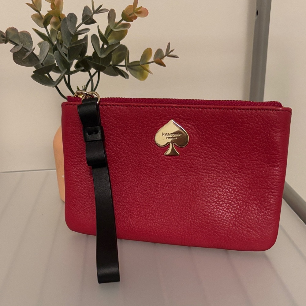 Kate Spade Vibrant Red Wristlet with Black Strap